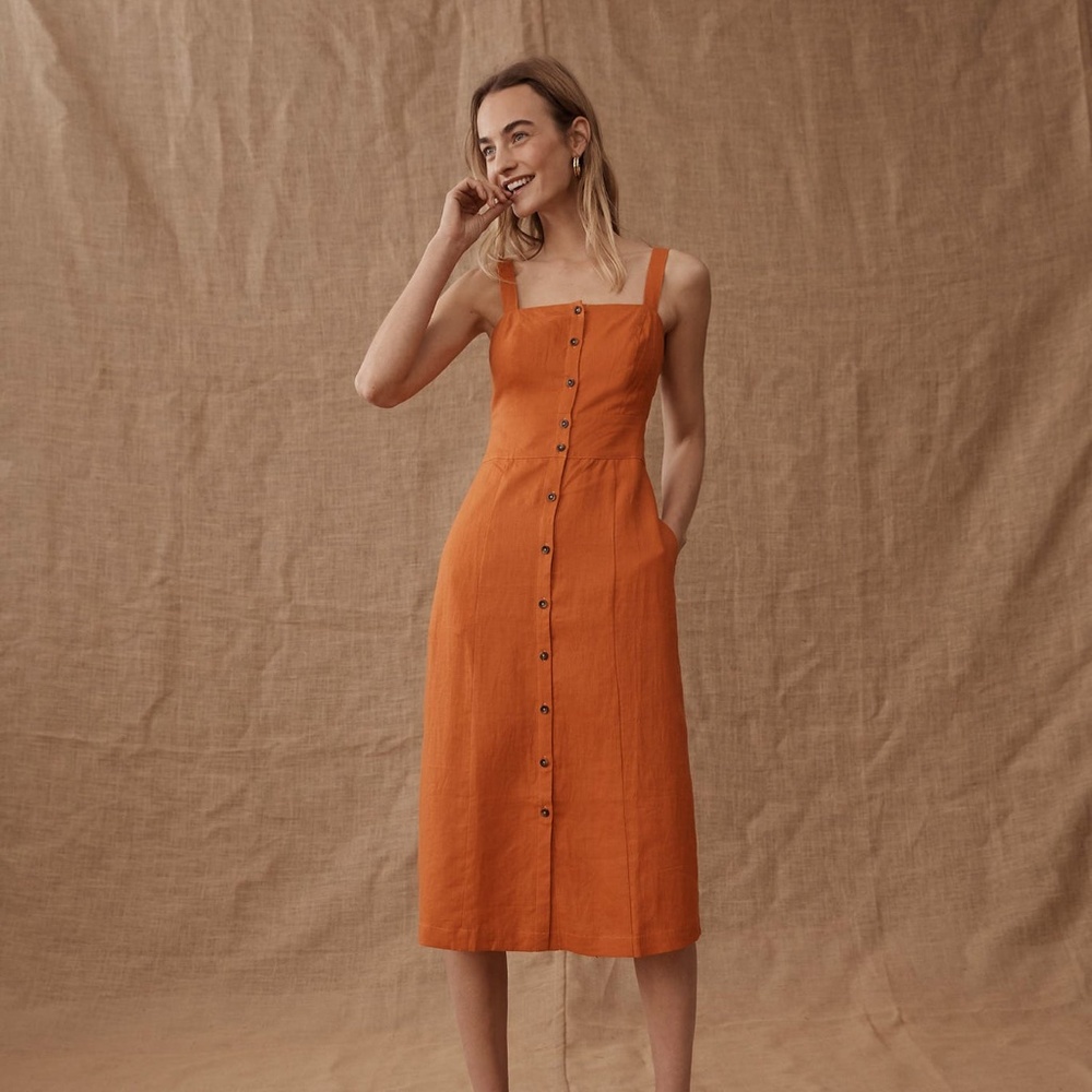 Boden Strappy Midi Linen dress